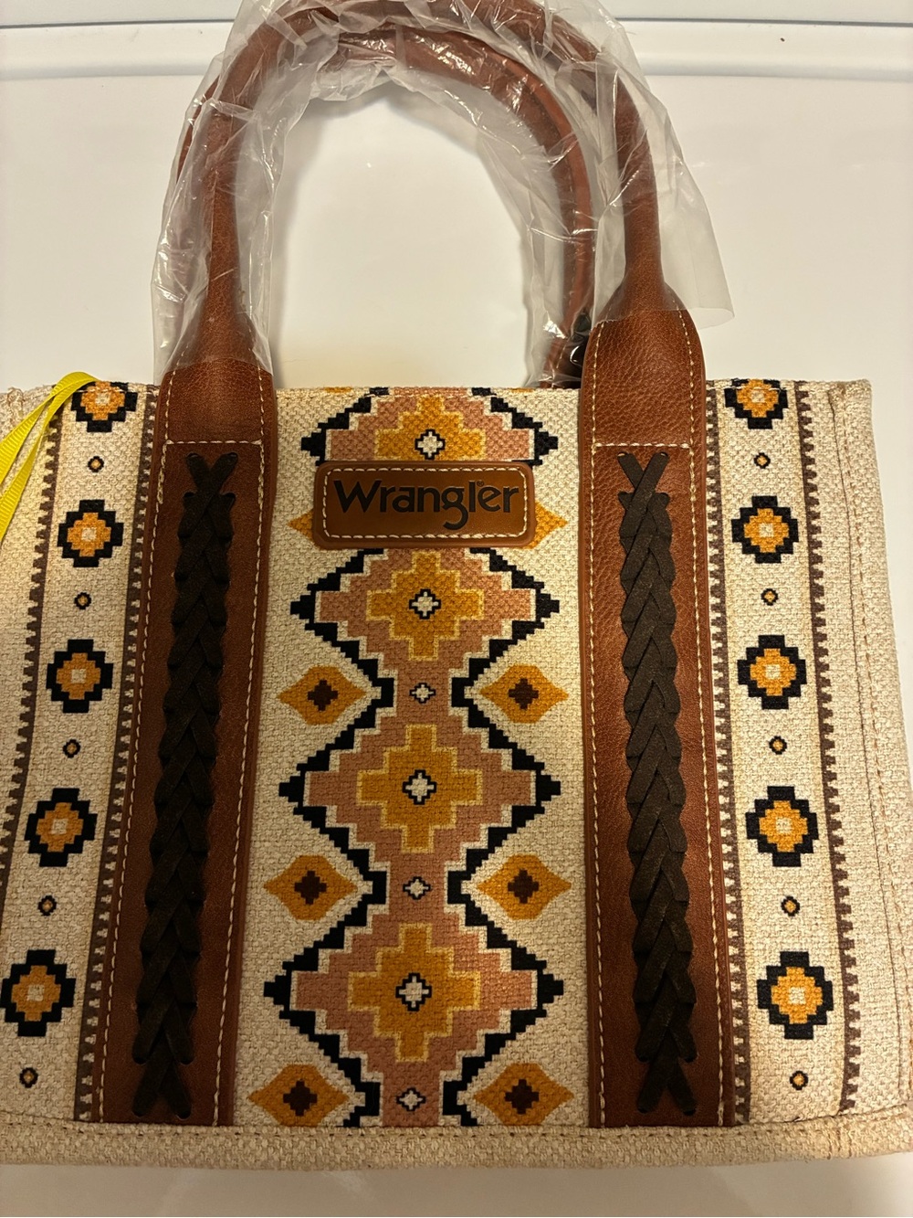 Wrangler Cream, Brown & Yellow Southwestern Pattern Tote